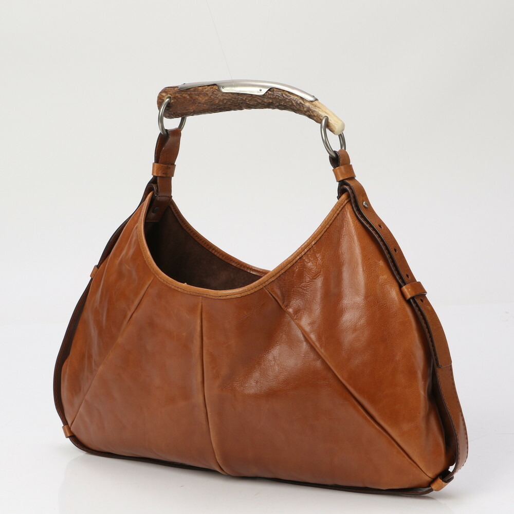 Saint Laurent Buffalo Mombasa Horn Brown Handbag  Yves